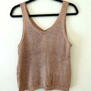 Topshop Rose Gold Metallic Knit Tank US 10
